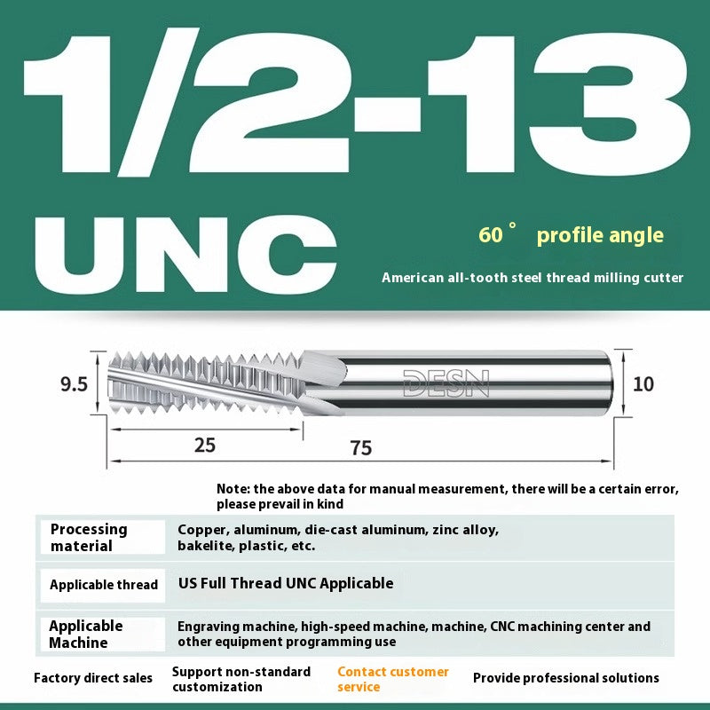 1115-65° high hard tungsten carbide thread milling cutter Long tooth full tooth alloy American thread milling cutter UNC UNF aluminum stainless steel Shandong Denso Pricision Tools Co.,Ltd.